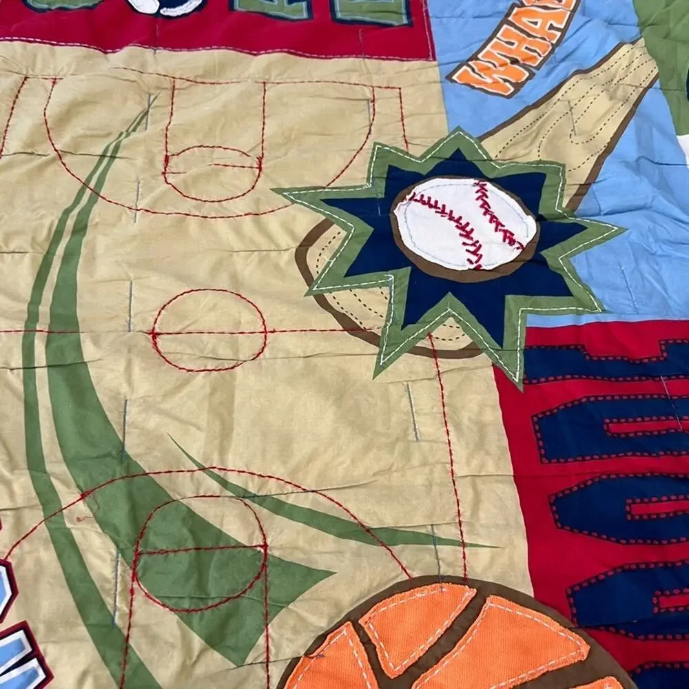 Circo Twin Quilt 100% Cotton Kids All Sports Blue Patchwork